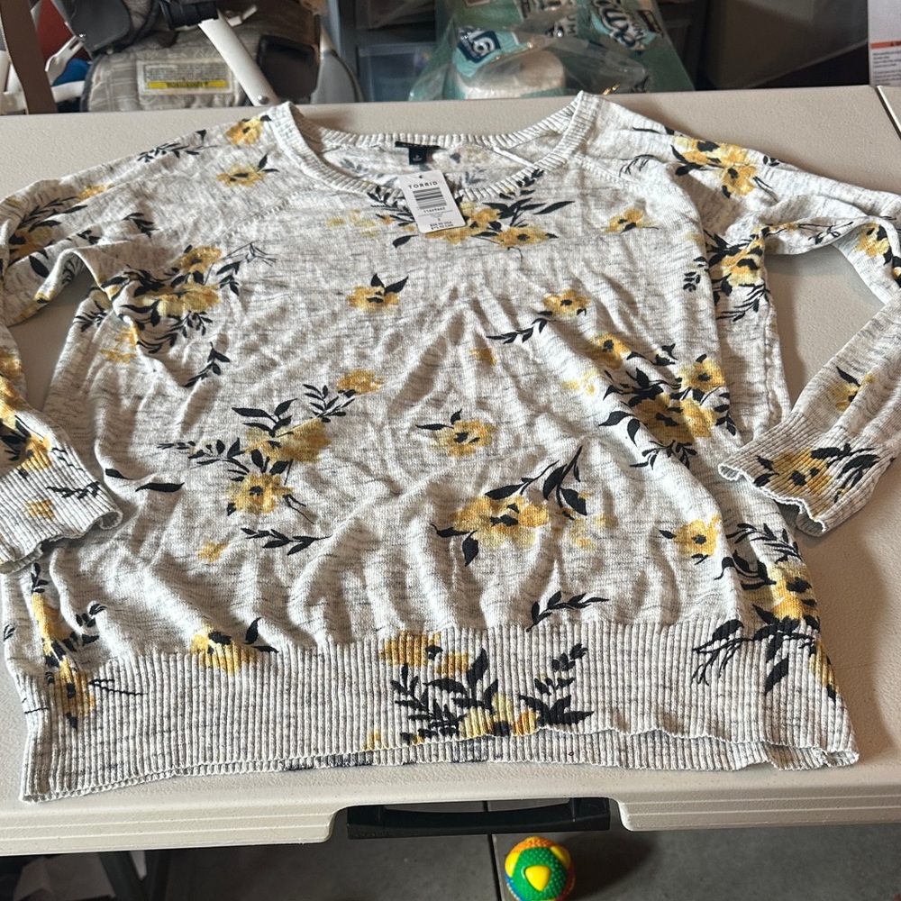 Torrid Gray and Yellow Floral Sweatshirt